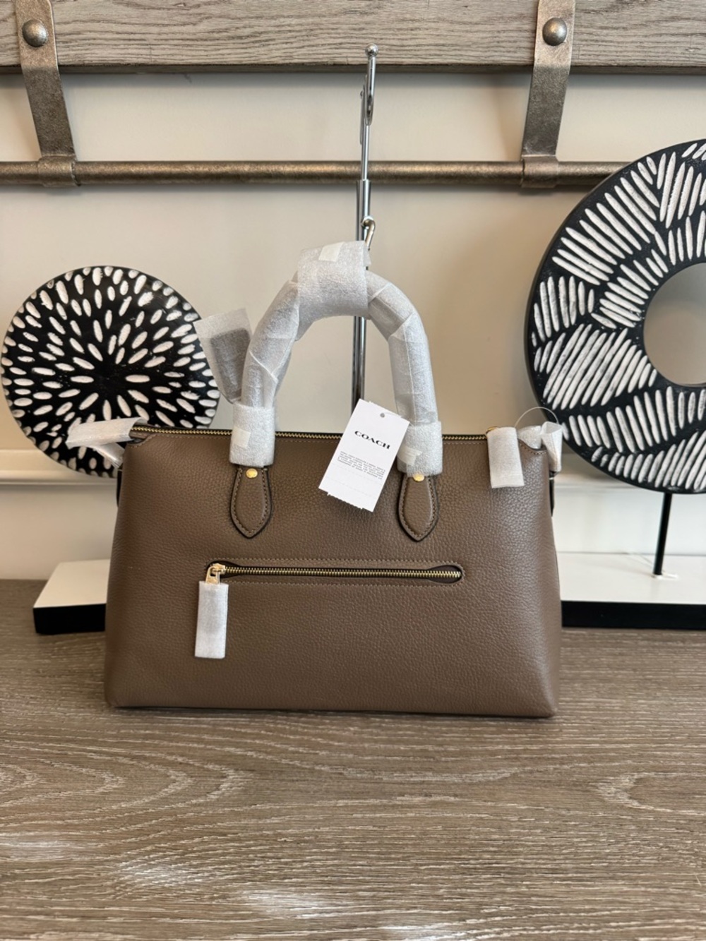 COACH Georgia Taupe Leather Satchel - Picture 8 of 14